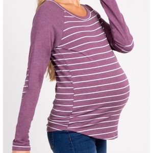 NWT Pinkblush Purple Striped Maternity Top XL